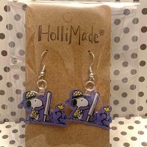 Snoopy painting Woodstock dangle earrings